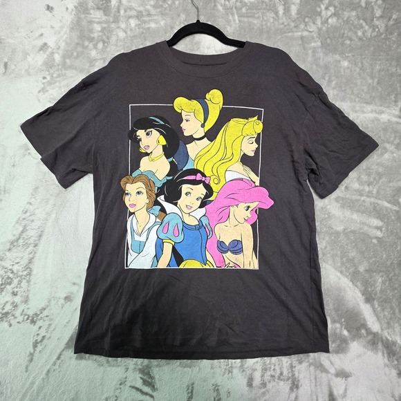Disney Princess Tops - Disney Princess Graphic T-Shirt Womens Large gray Cotton Ariel Belle Snow White